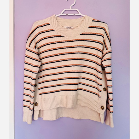 Madewell Brownstone Side-Button Sweater in Stripe - Picture 6 of 9